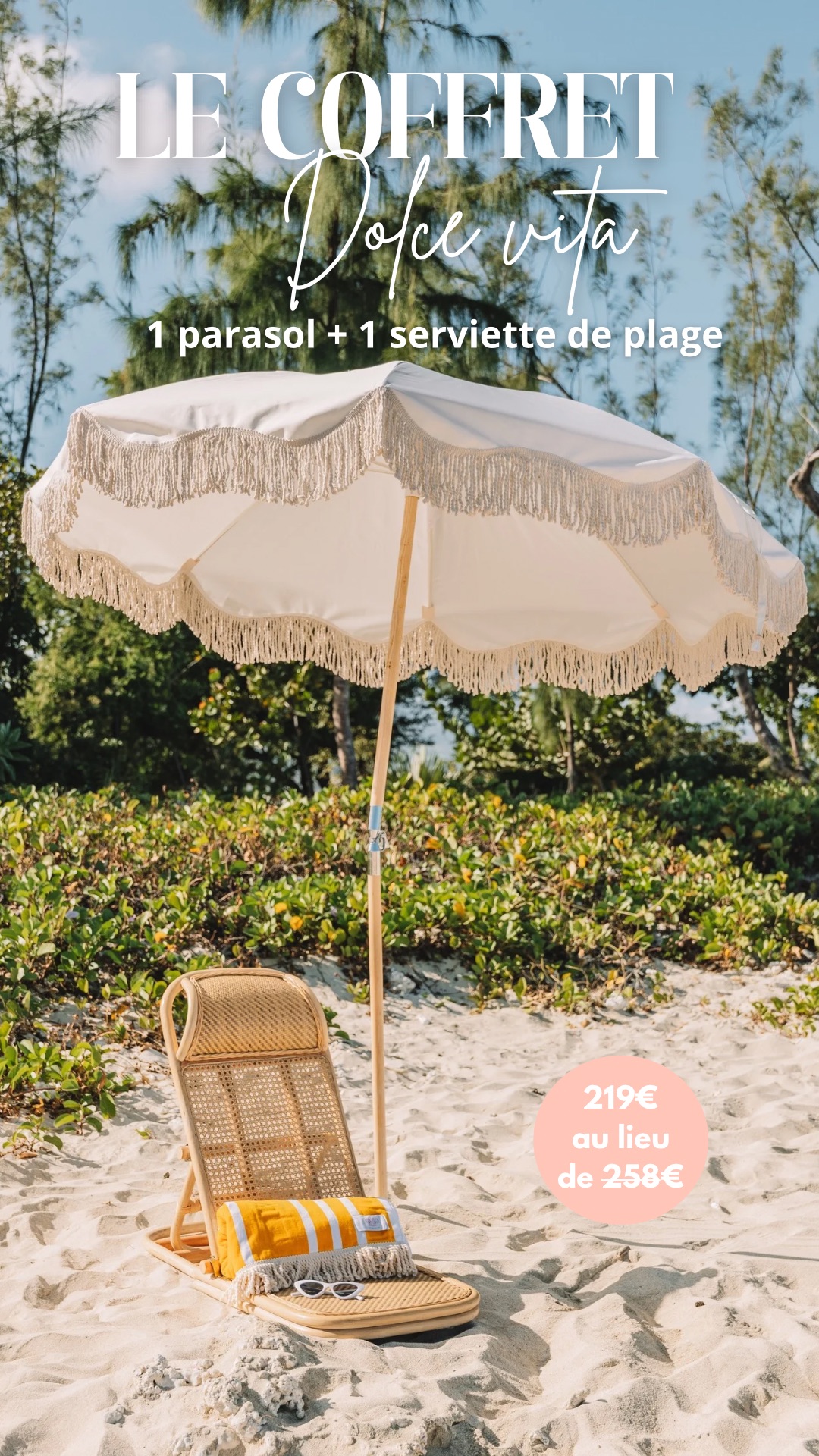 coffret serviette de plage et parasol a la reunion